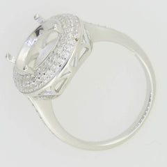 Sterling Silver Semi Mount Ring Setting Oval 13x11mm White Topaz Rose Gold - Syzjewelry