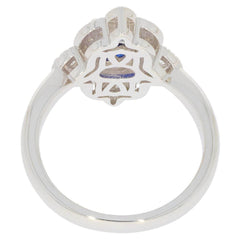 Sterling Silver Semi Mount Ring Setting Oval OV 7X5mm Topaz Accent Milgrain - Syzjewelry
