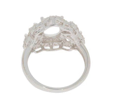 Sterling Silver Semi Mount Ring Setting OV 9x7mm Halo - Syzjewelry