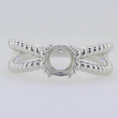 Sterling Silver Semi Mount Ring Setting Round RD 6.5x6.5mm Split Shank Rope Shank - Syzjewelry