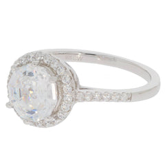 Sterling Silver Semi Mount Ring Setting Round RD 8x8mm Halo White Topaz - Syzjewelry