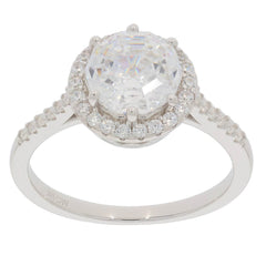 Sterling Silver Semi Mount Ring Setting Round RD 8x8mm Halo White Topaz - Syzjewelry
