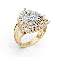 Sterling Silver Semi Mount Ring Setting Trillion TR 12x12mm Double Halo