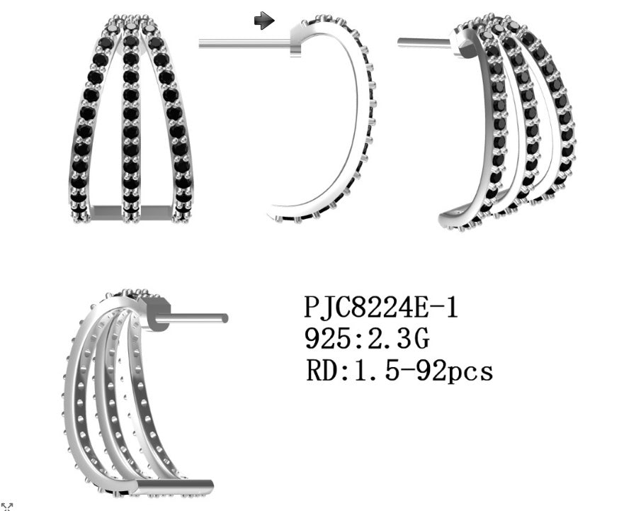 Sterling Silver Semi Mount Earrings Setting Round RD 1.5mm