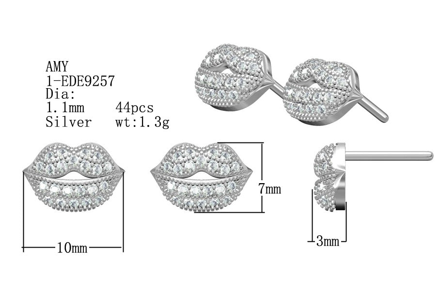 Boucles d'oreilles semi-montées en argent sterling serti rond RD 1,1 mm