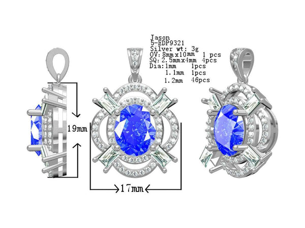 Sterling Silver Semi Mount Pendant Setting Oval OV 10X8mm