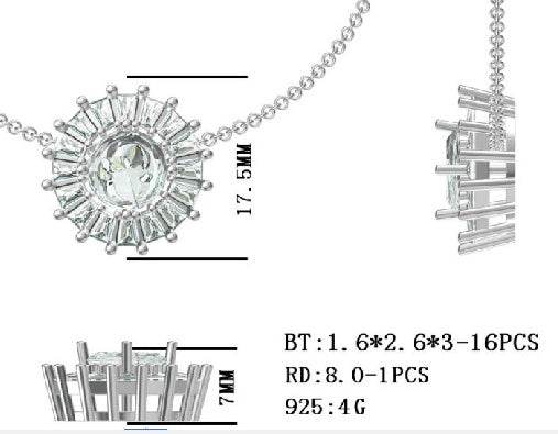 Sterling Silver Semi Mount Pendant Setting Round RD 8x8mm - Syzjewelry