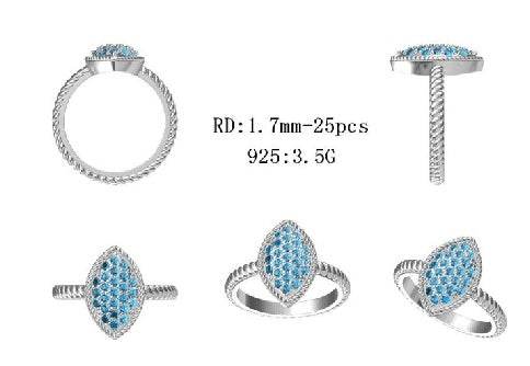 Sterling Silver Semi Mount Ring Setting Round RD 1.7mm - Syzjewelry