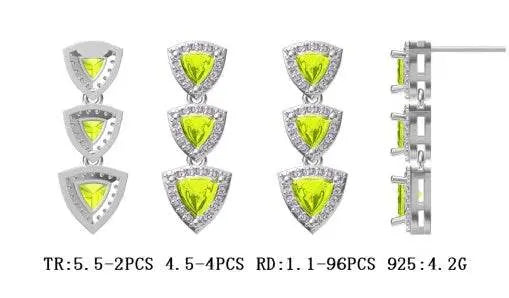 Sterling Silver Semi Mount Earrings Setting Trillion TL 5.5X5.5mm - Syzjewelry