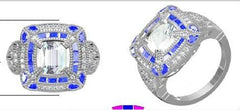 Sterling Silver Semi Mount Ring Setting Cushion CU 8X8mm Art Deco Style Halo - Syzjewelry