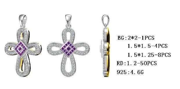 Sterling Silver Semi Mount Pendant Setting Princess SQ 2X2mm - Syzjewelry