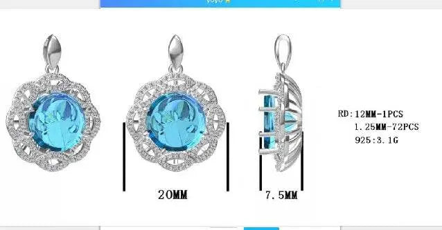 Sterling Silver Semi Mount Pendant Setting Round RD 12x2mm - Syzjewelry