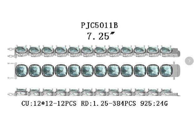 Sterling Silver Semi Mount Bracelet Setting Cushion CU 12X12mm - Syzjewelry