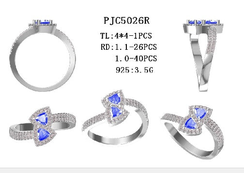 Sterling Silver Semi Mount Ring Setting Trillion TL 4X4mm