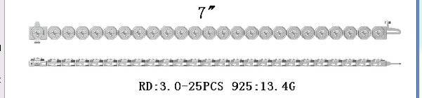 Sterling Silver Semi Mount Bracelet Setting Round RD 3x3mm - Syzjewelry