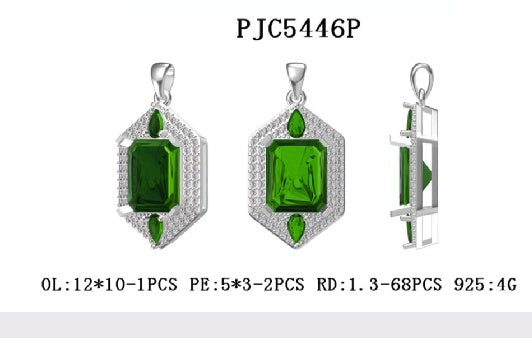 Sterling Silver Semi Mount Pendant Setting Emerald OCT 12X10mm