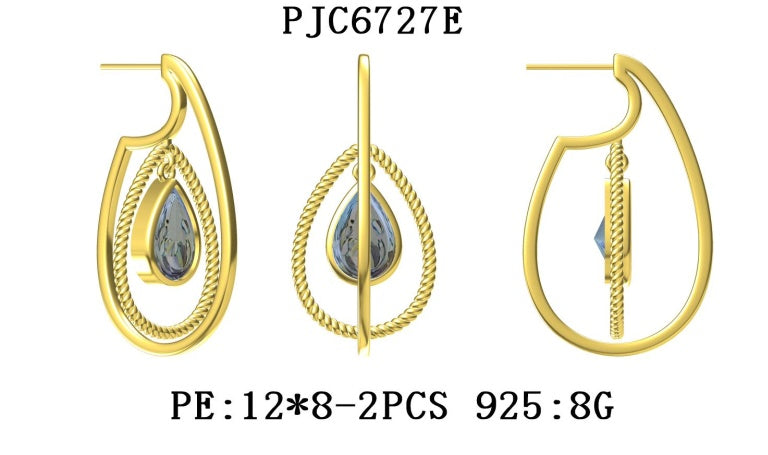 Sterling Silver Semi Mount Earrings Setting Pear PE 12X8mm