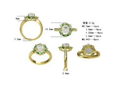 Sterling Silver Semi Mount Ring Setting Round RD Center主石mm - Syzjewelry
