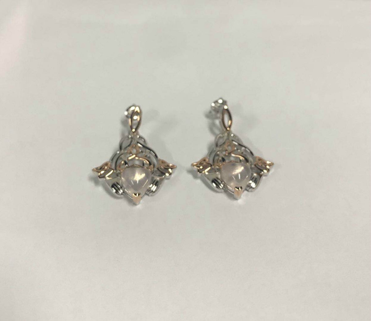 Sterling Silver Semi Mount Earrings Setting Heart HT 7X7mm