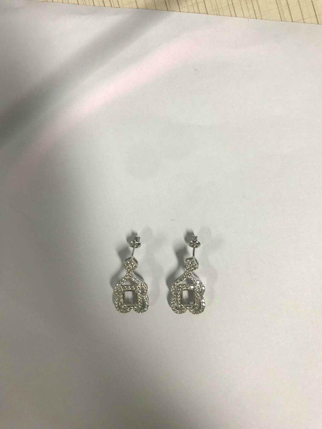 Sterling Silver Semi Mount Earrings Setting Emerald OCT 8X6mm