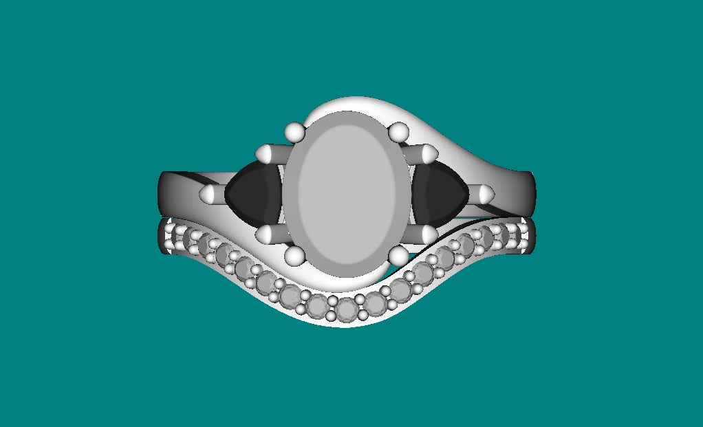 Halbmontierte Ringfassung aus Sterlingsilber, oval, OV, 9 x 7 mm