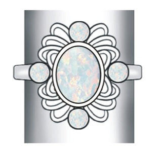 Halbmontierte Ringfassung aus Sterlingsilber, oval, OV, 10 x 8 mm
