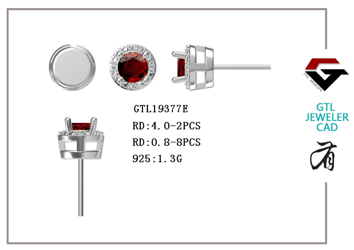 Sterling Silver Semi Mount Earrings Setting Round RD 4.0mm