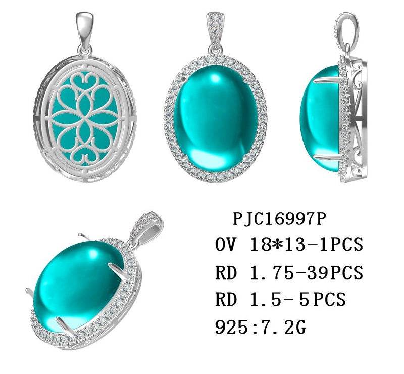 Sterling Silver Semi Mount Pendant Setting Oval OV 23X18mm - Syzjewelry
