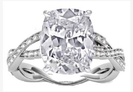 Sterling Silver Semi Mount Ring Setting Cushion CU 12X8mm