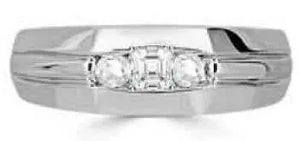 Men's Sterling Silver Semi Mount Ring Setting Princess SQ 4.5X4.5mm Band Ring - Syzjewelry