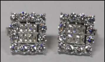 Sterling Silver Semi Mount Earrings Setting Princess SQ 3X3mm